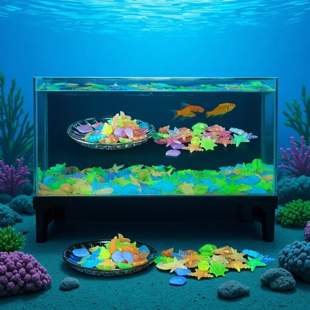 Aquarium Fish Artificial - Pedras oceânicas luminosas, conchas fluorescentes, estrelas-do-mar