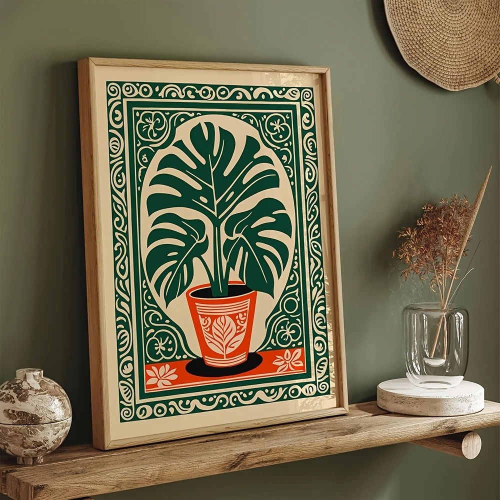 Live Plant Fertilizer - Boêmio monstera planta impressão em tela