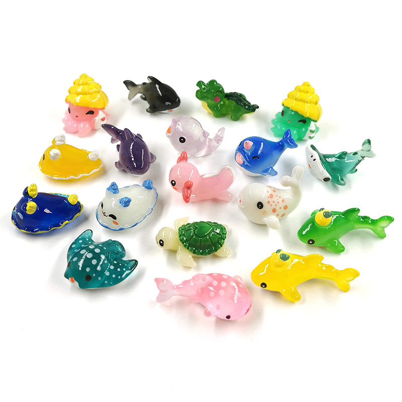 Aquarium Fish Artificial - Estatueta de tubarão baleias, tartaruga, golfinho,