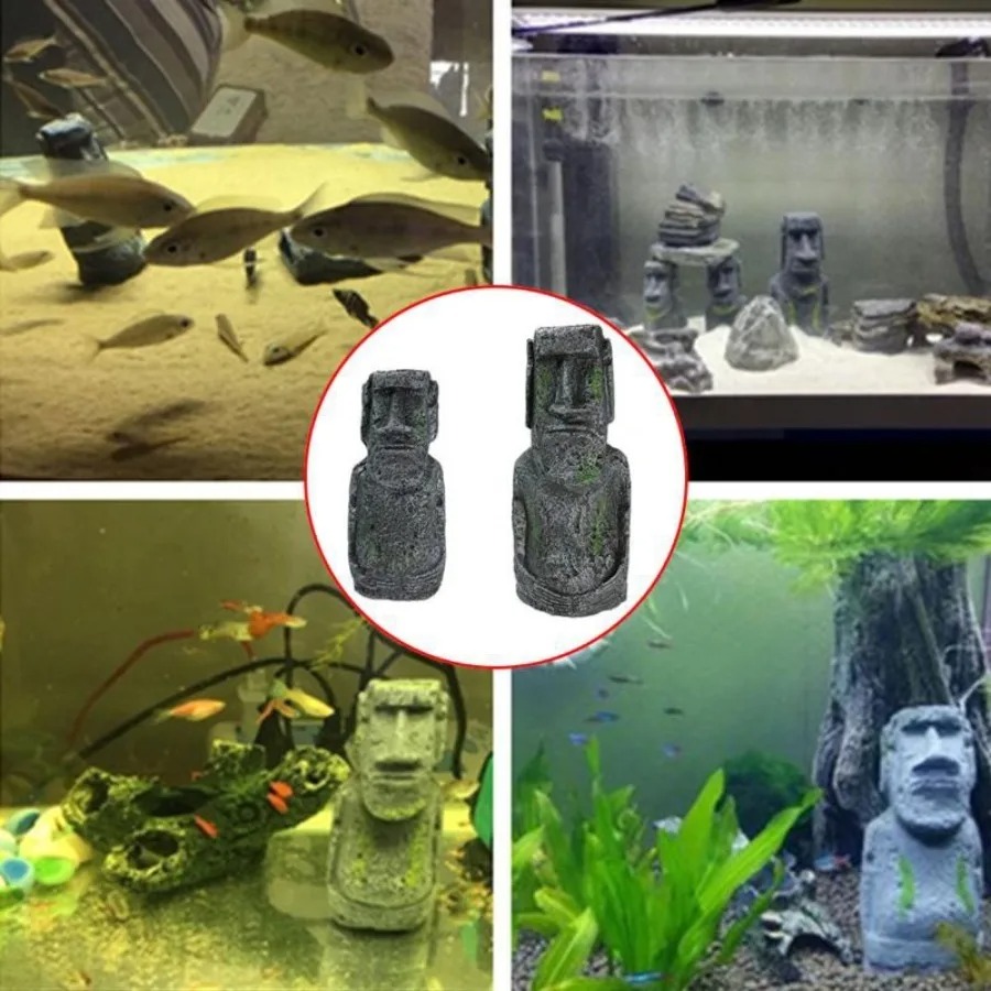 Aquarium Fish Artificial - Estátua de pedra da ilha de